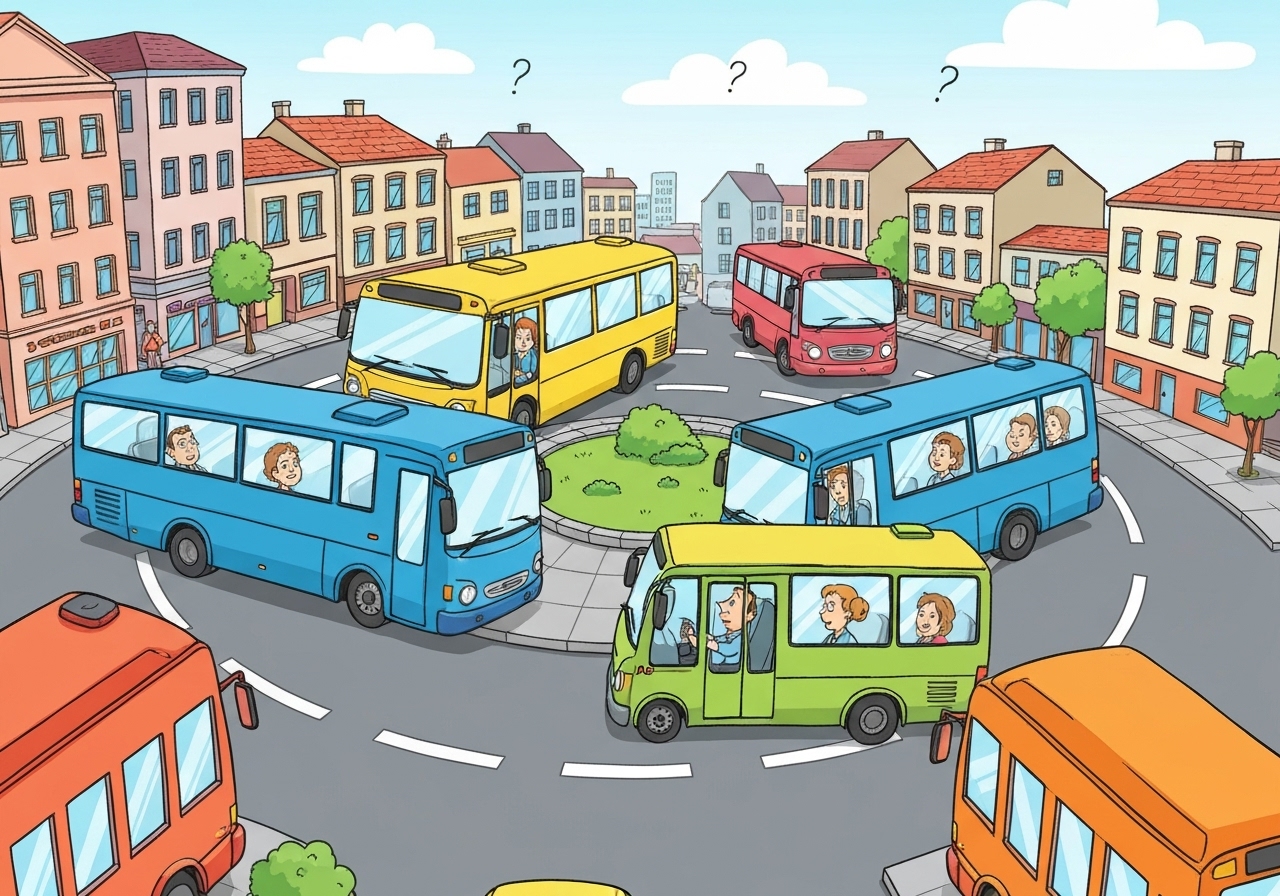 Busser kjørte seg fast i rundkjøring i Oslo