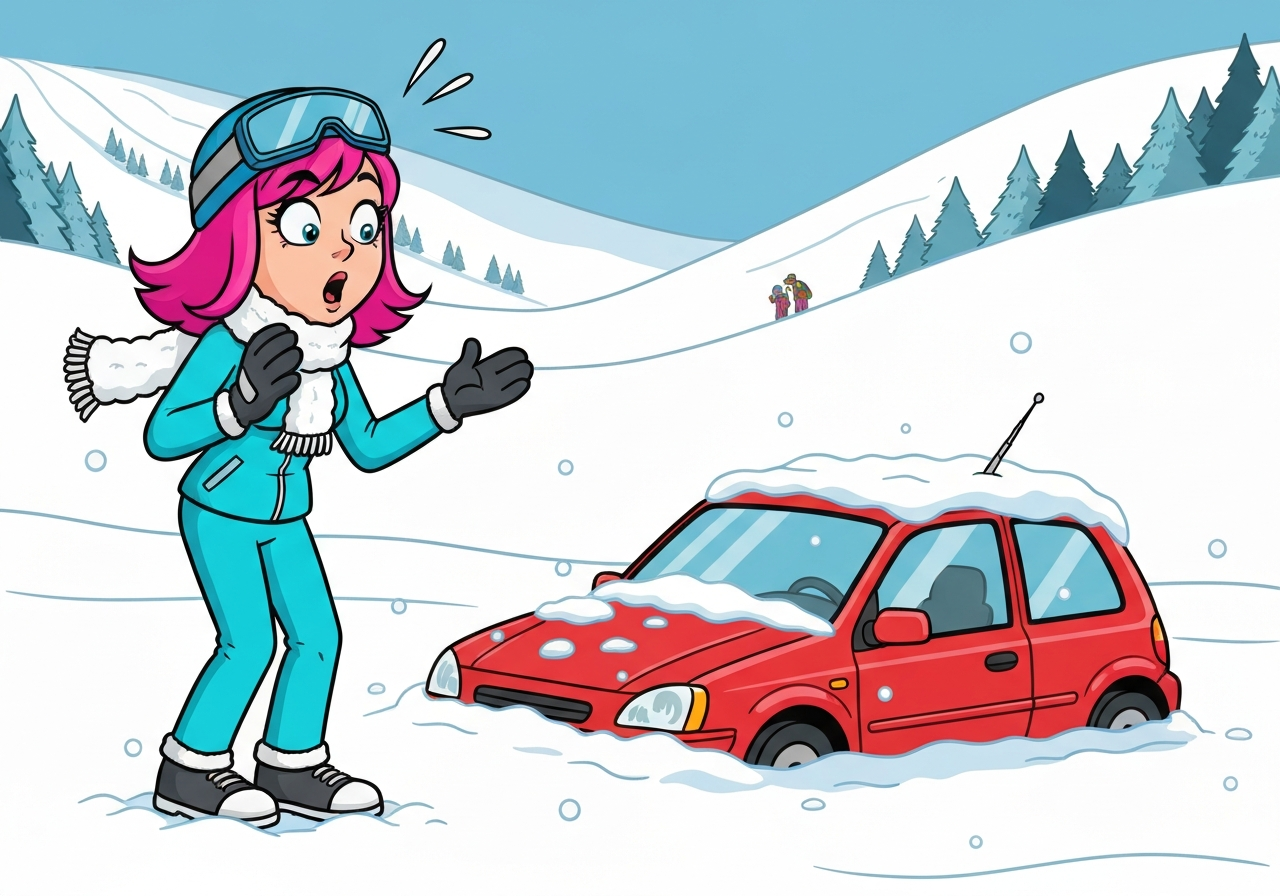 En bil forsvant under snøen